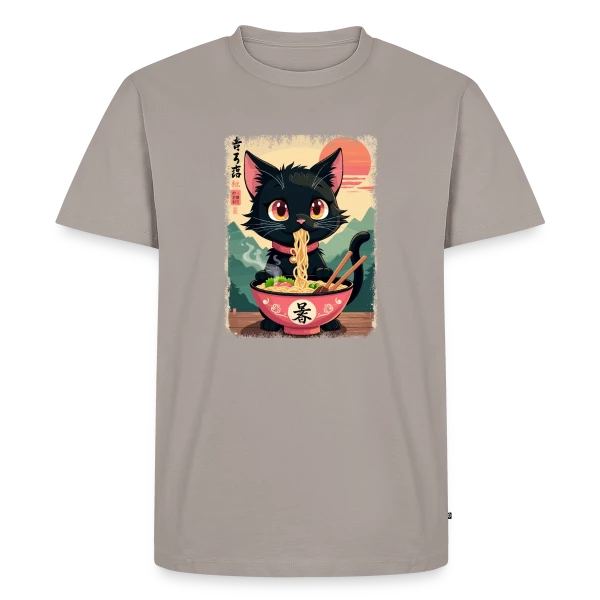 Chat Kawaii Ramen sur T-shirt Premium bio Homme