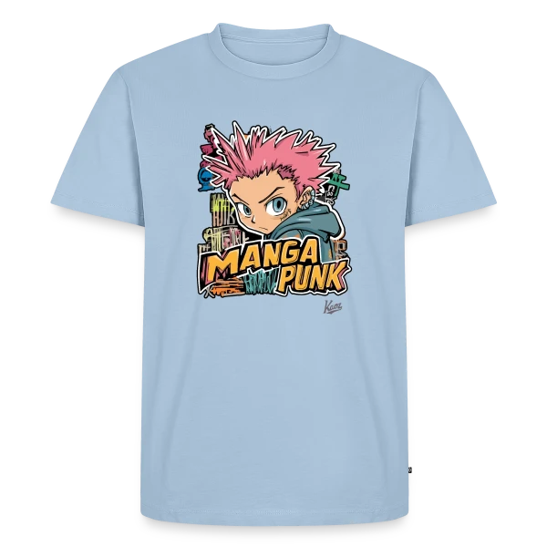 Maquette de T-shirt Premium bio Homme « Explosion Manga Punk Japonais » à personnaliser