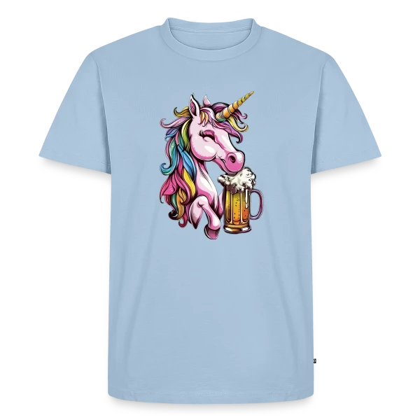 Maquette de T-shirt Premium bio Homme « Licorne Bière Festive » à personnaliser