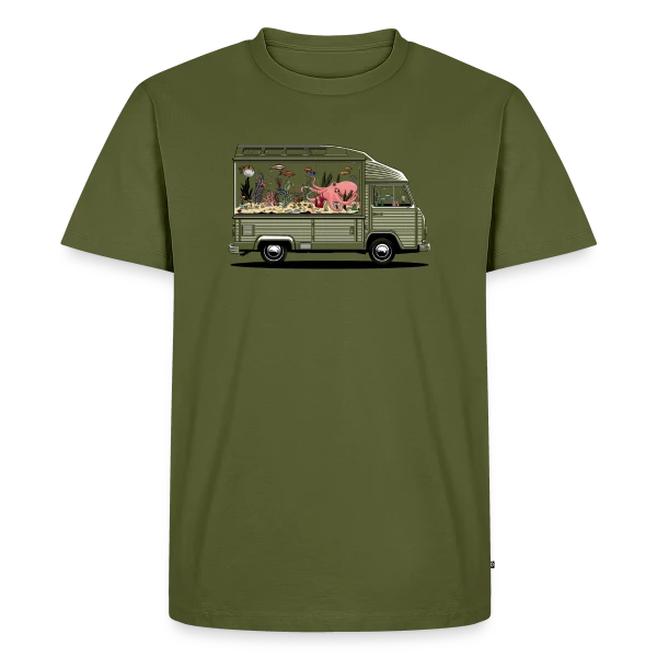 Maquette de T-shirt Premium bio Homme « Camperarium : L'Art du Voyage Nomade » à personnaliser