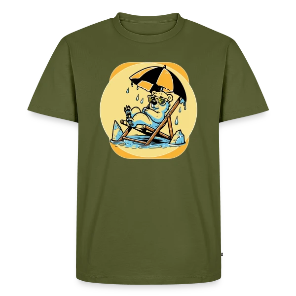 Maquette de T-shirt Premium bio Homme « Ours Polaire : Alerte Climatique Stylée » à personnaliser