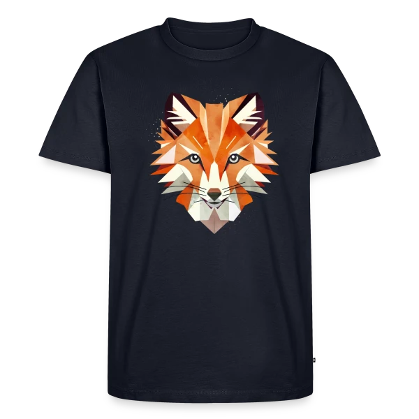 Maquette de T-shirt Premium bio Homme « Renard Géométrique Éclatant » à personnaliser