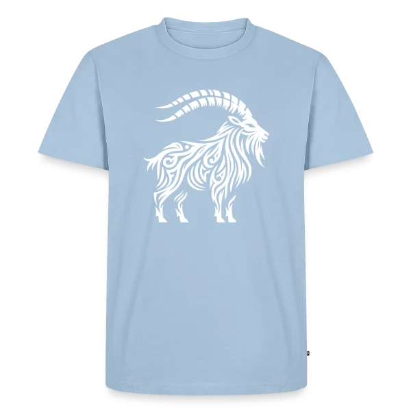 Maquette de T-shirt Premium bio Homme « Chèvre de Mer Tribale : L'Esprit Océanique et Mythique » à personnaliser