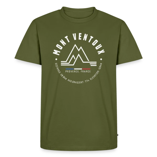 Maquette de T-shirt Premium bio Homme « Mont Ventoux - Le Géant de Provence Cyclisme » à personnaliser