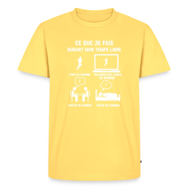 Maquette de T-shirt Premium bio Homme « Mon Temps Libre ? Je Fais du Running ! » à personnaliser