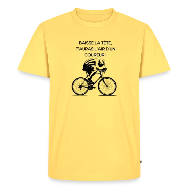 Maquette de T-shirt Premium bio Homme « Cyclisme Humour - Design Minimaliste Vélo » à personnaliser