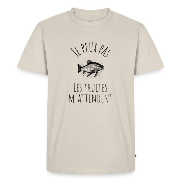 Maquette de T-shirt Premium bio Homme « Pêcheur Passionné - Humour Au Bord de L'Eau » à personnaliser