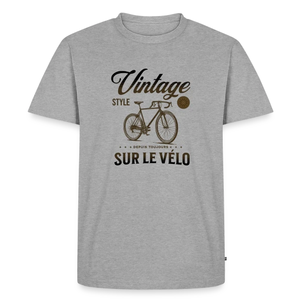 Maquette de T-shirt Premium bio Homme « Passion Vélo Vintage Élégance » à personnaliser