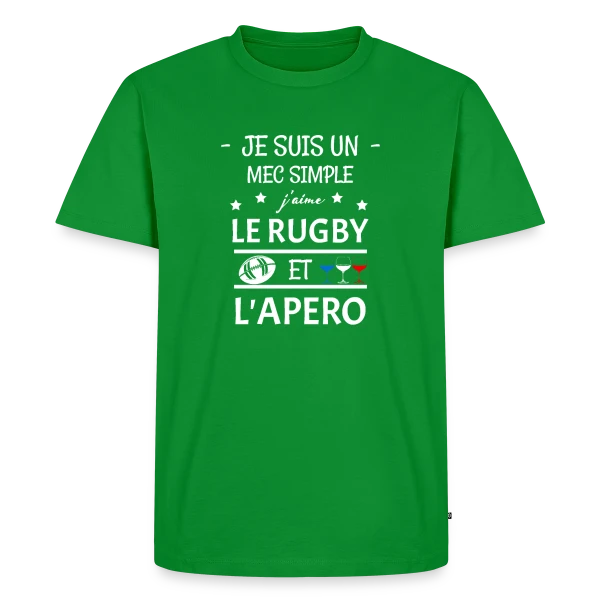 Maquette de T-shirt Premium bio Homme « Rugby & Apéro : L'Esprit Convivial » à personnaliser