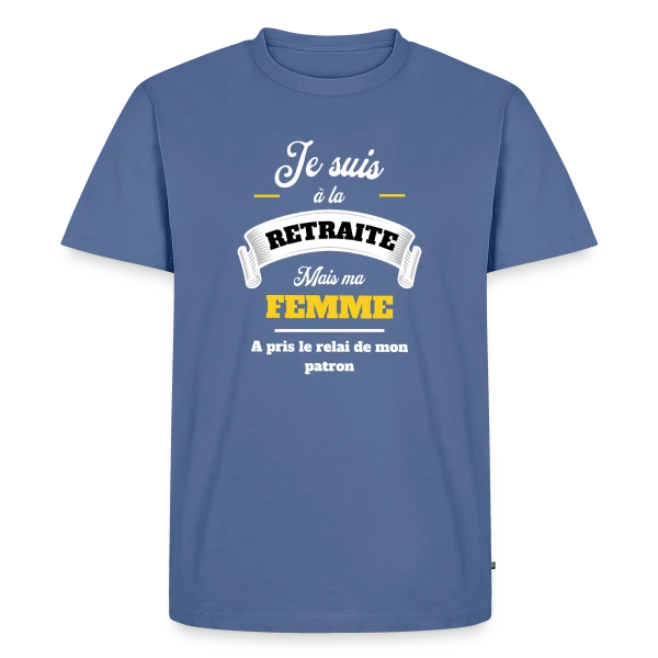 Maquette de T-shirt Premium bio Homme « Retraite Humoristique pour Homme » à personnaliser