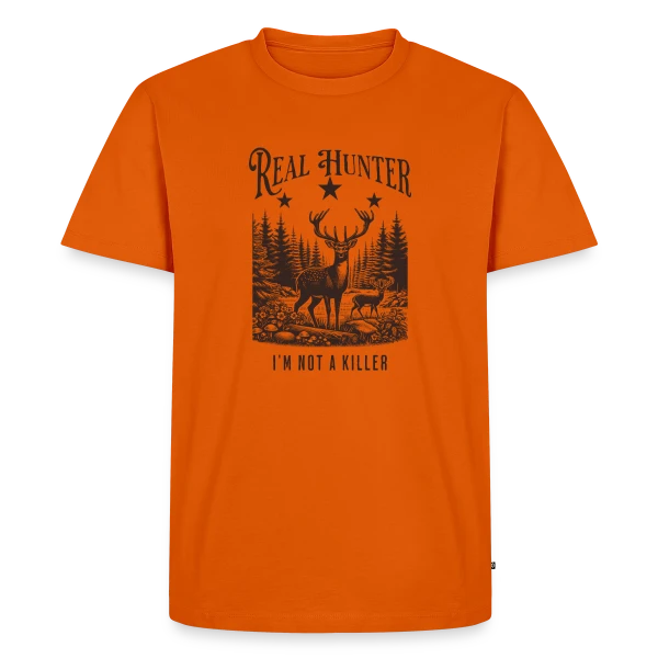 Maquette de T-shirt Premium bio Homme « Passion Chasse : L'Élégance de la Nature » à personnaliser