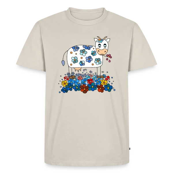 Maquette de T-shirt Premium bio Homme « La Vache Mignonne » à personnaliser