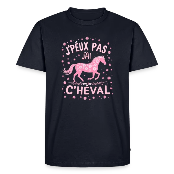 J'Peux Pas J'Ai Cheval - Humour Équitation Rose sur T-shirt Premium bio Homme