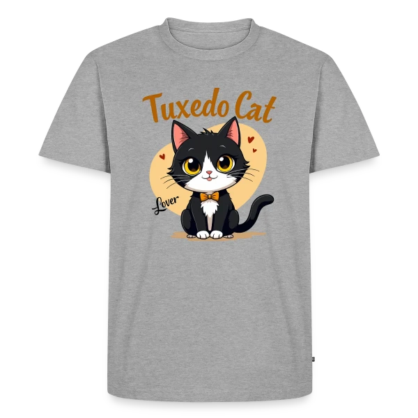 Maquette de T-shirt Premium bio Homme « Amoureux du Chat Smoking - Cadeau Idéal » à personnaliser