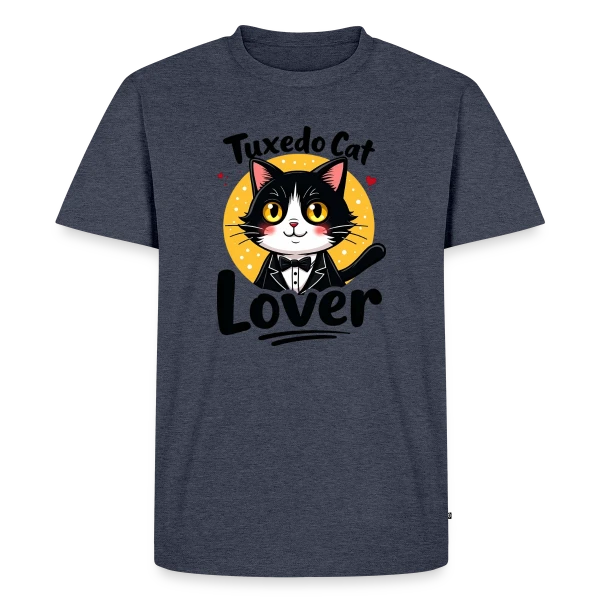 Maquette de T-shirt Premium bio Homme « Femme Amoureux Chat Smoking - Cadeau Félin » à personnaliser