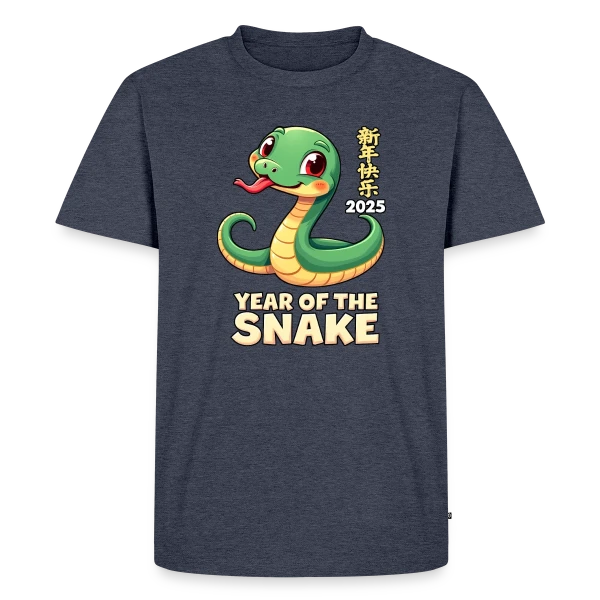 Maquette de T-shirt Premium bio Homme « Nouvel An Chinois 2025 - Fête du Serpent » à personnaliser