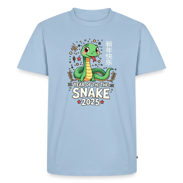 Maquette de T-shirt Premium bio Homme « Fête du Nouvel An Chinois - Année du Serpent 2025 » à personnaliser