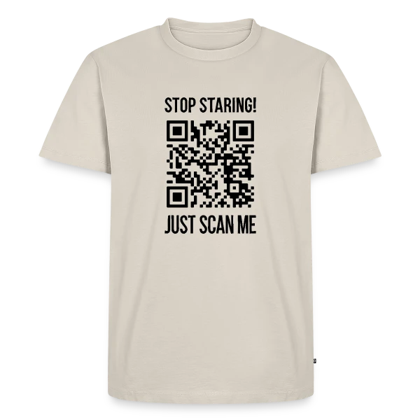 Maquette de T-shirt Premium bio Homme « QR Code Motivation: Scanne-moi ! » à personnaliser