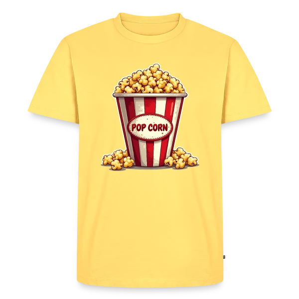 Maquette de T-shirt Premium bio Homme « Enfant Popcorn - Costume Carnaval Amusant » à personnaliser
