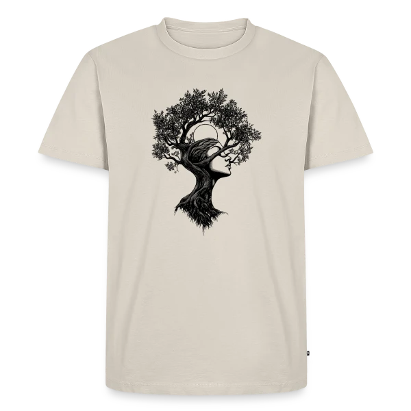 Maquette de T-shirt Premium bio Homme « Arbre Femme Bohème Mystique » à personnaliser