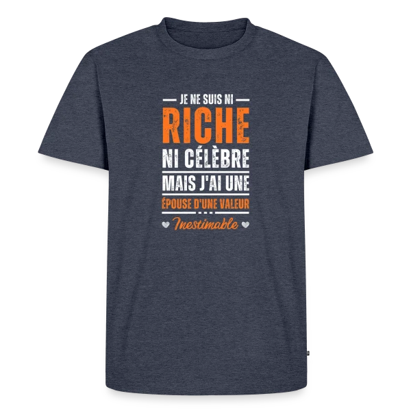 Maquette de T-shirt Premium bio Homme « Homme - Mon Épouse D'une Valeur Inestimable » à personnaliser