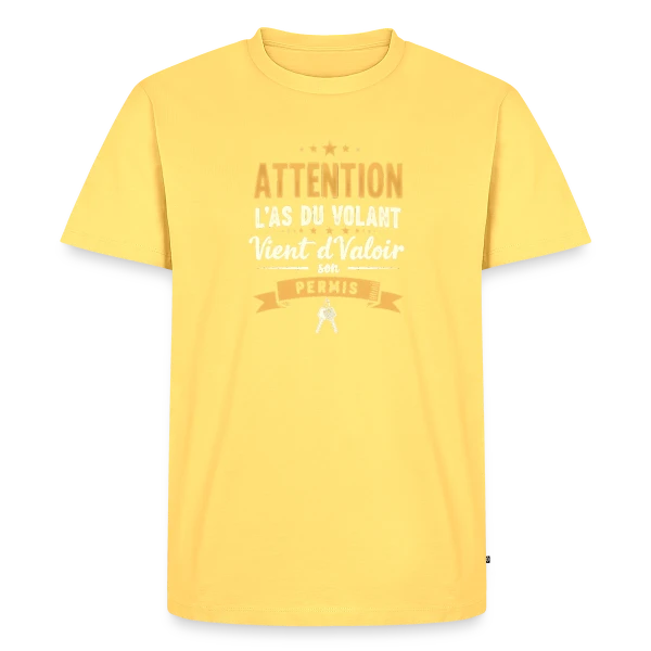 Maquette de T-shirt Premium bio Homme « Humour Jeune Conducteur - Mon Permis en Poche » à personnaliser