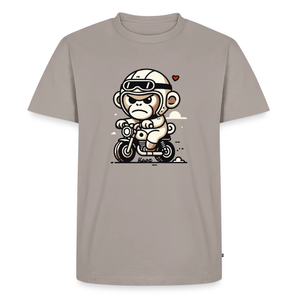 Maquette de T-shirt Premium bio Homme « Singe Motard Aventure » à personnaliser