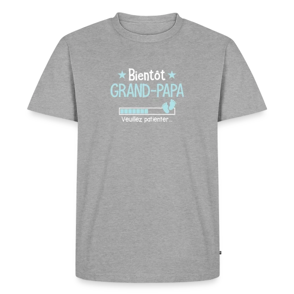 Maquette de T-shirt Premium bio Homme « Bientôt Grand-Papy : Annonce de Grossesse Humour » à personnaliser