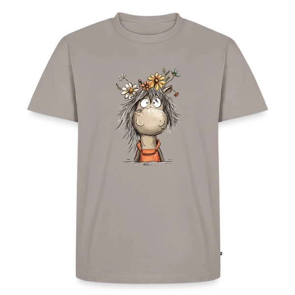 Cheval mignon en salopette et fleurs sauvages sur T-shirt Premium bio Homme