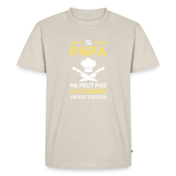 Maquette de T-shirt Premium bio Homme « Humour Papa Cuisinier - On est foutus ! » à personnaliser