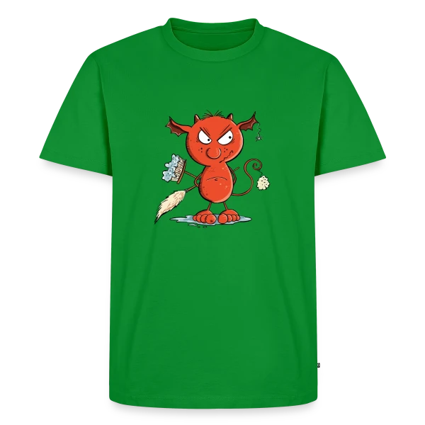 Maquette de T-shirt Premium bio Homme « Petit diable du ménage - Nettoyage fun » à personnaliser
