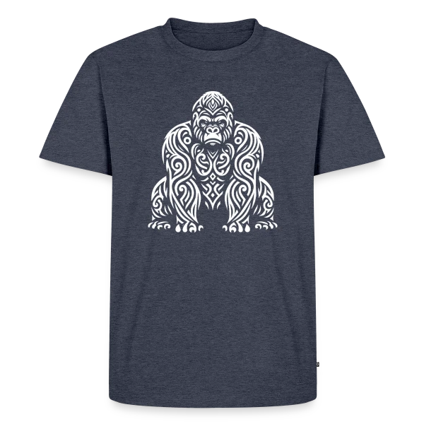 Maquette de T-shirt Premium bio Homme « Gorille Tribal - Design Ethnique Sauvage » à personnaliser