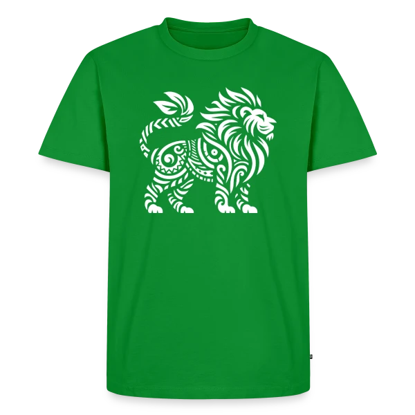 Maquette de T-shirt Premium bio Homme « Lion Tribal : Force et Élégance Sauvage » à personnaliser