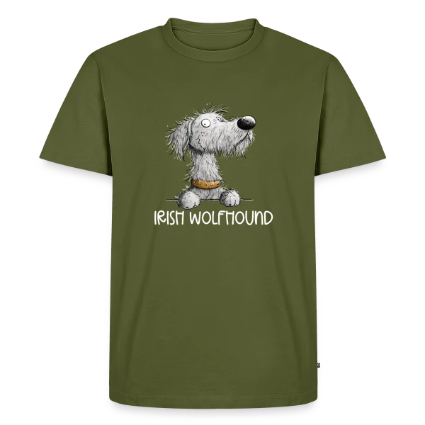 Maquette de T-shirt Premium bio Homme « Chien Cartoon Lévrier Irlandais - Envie de promenade » à personnaliser