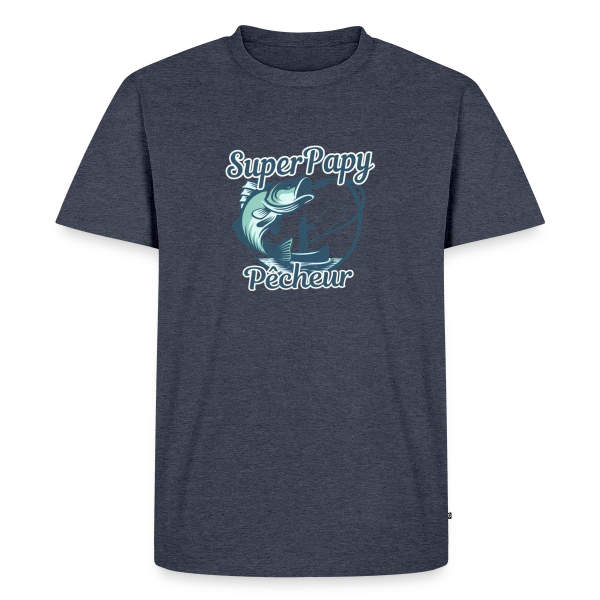 Maquette de T-shirt Premium bio Homme « Personnalisé 'Papy Pêcheur' avec Prénoms des Petits-Enfants » à personnaliser