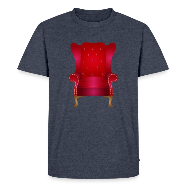 Maquette de T-shirt Premium bio Homme « Fauteuil Vintage Rouge: Élégance Chaleureuse » à personnaliser