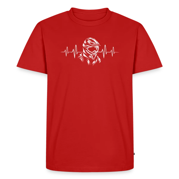 Casque Motocross & Battement de Cœur – Symbole Moto X sur T-shirt Premium bio Homme