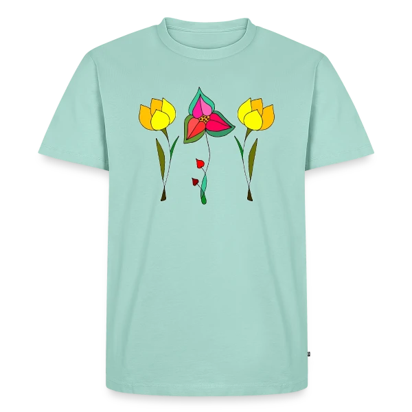 Maquette de T-shirt Premium bio Homme « Jardin Fleuri Délicat » à personnaliser