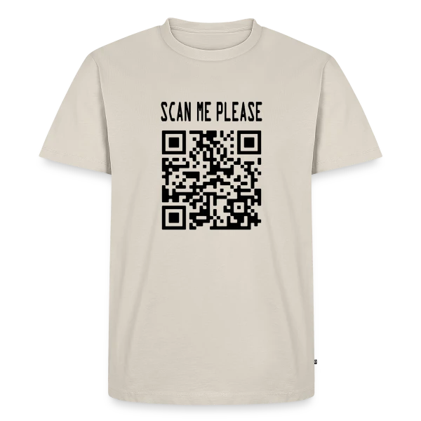 Maquette de T-shirt Premium bio Homme « QR Code Motivation : Scanne et Agis ! » à personnaliser
