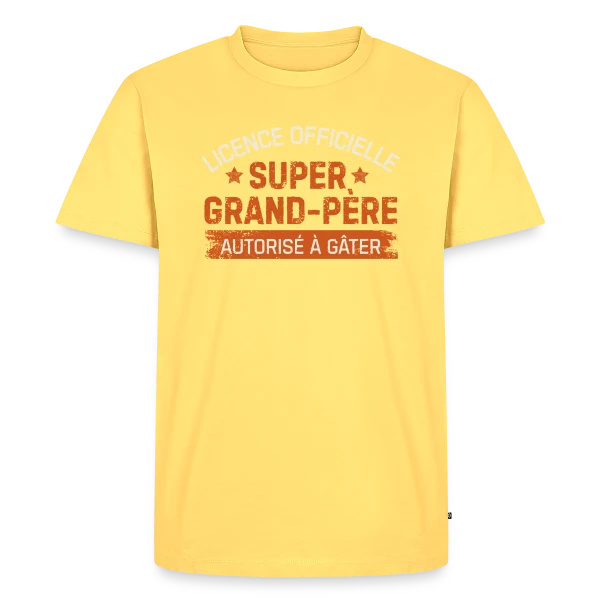 Maquette de T-shirt Premium bio Homme « Licence de Grand-Père : T-shirt Humour Papy » à personnaliser