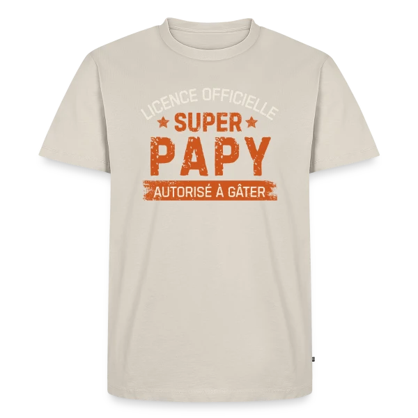 Maquette de T-shirt Premium bio Homme « 'Licence Papy Officielle' – Humour Grand-Père » à personnaliser