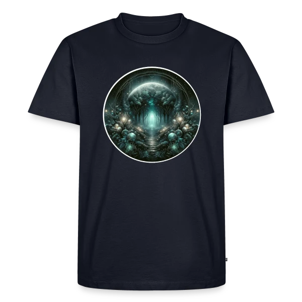 Maquette de T-shirt Premium bio Homme « Forêt Mystique Enchantée » à personnaliser