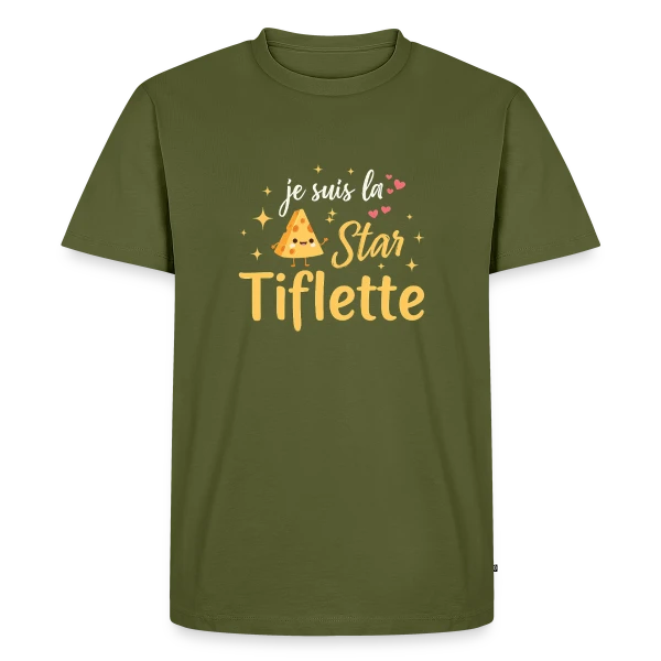 Maquette de T-shirt Premium bio Homme « Onze - L'Élégance du Chiffre » à personnaliser