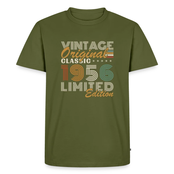 Maquette de T-shirt Premium bio Homme « Vintage Original 1956 Classique » à personnaliser