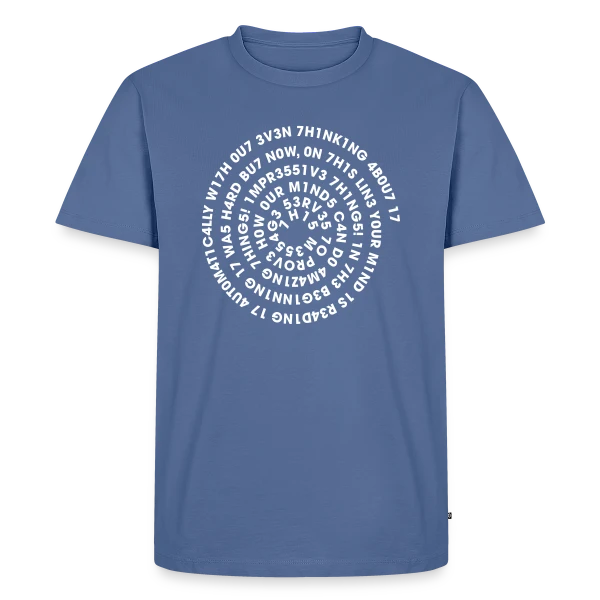 Maquette de T-shirt Premium bio Homme « Leetspeak Flex Spiral - Code & Geek » à personnaliser
