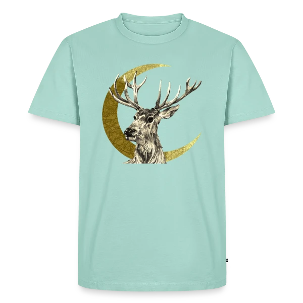 Maquette de T-shirt Premium bio Homme « Numéro 4886 : L'Énigme Stylisée » à personnaliser