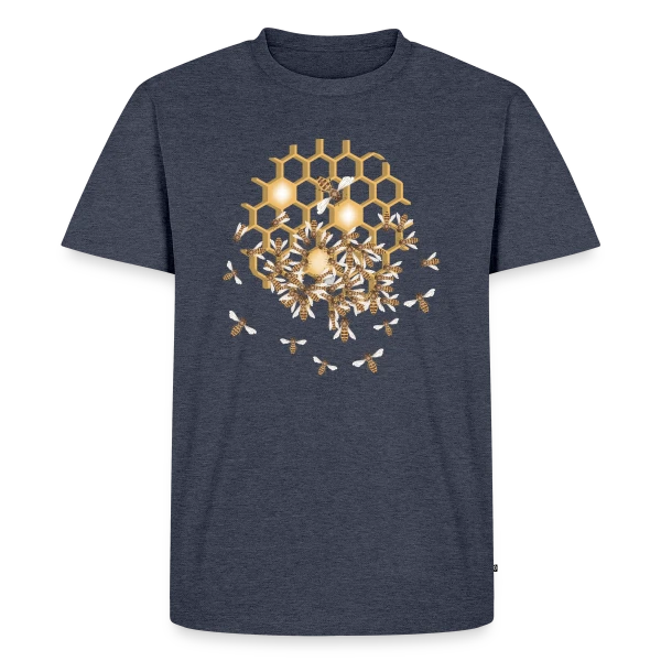 Maquette de T-shirt Premium bio Homme « Nid d'Abeille Géométrique : Nature & Harmonie » à personnaliser