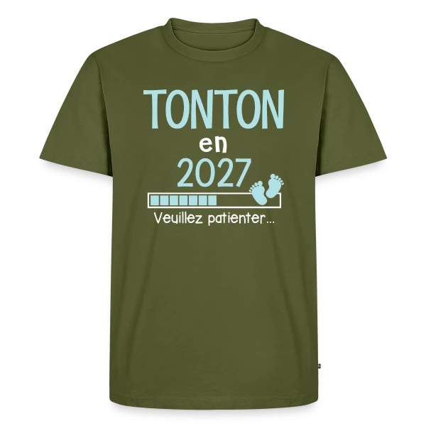 Maquette de T-shirt Premium bio Homme « Super Tonton de l'Année - Cadeau Personnalisé » à personnaliser