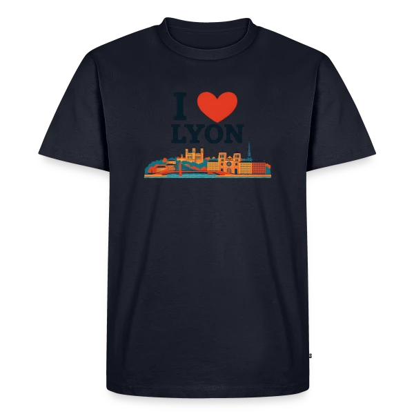 J'aime Lyon Skyline Coloré sur T-shirt Premium bio Homme