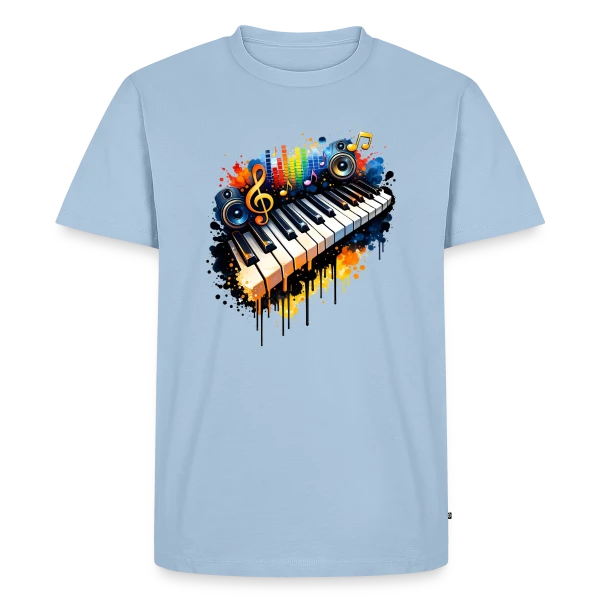 Maquette de T-shirt Premium bio Homme « Piano Graffiti Urbain » à personnaliser